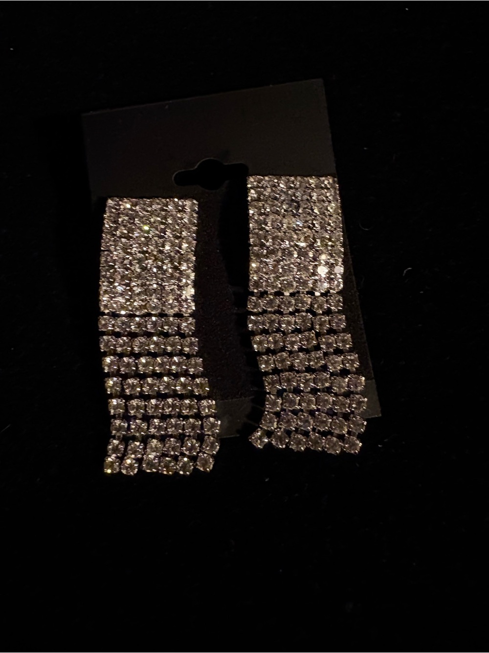 Rhinestone Fringe Drop Earrings - Sparkling Silver
